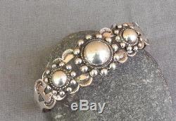 Vintage Fred Harvey Era Silver Stamped Satellite Domes Cuff Bracelet