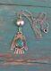 Vintage Fred Harvey Era Silver Turquoise Stamped Thunderbird Necklace