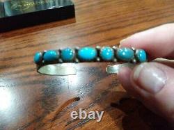 Vintage Fred Harvey Era Small Sterling Silver And Turquoise cuff