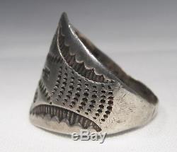 Vintage Fred Harvey Era Sterling Silver Etched Ring Sz 8.75 C1500