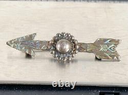 Vintage Fred Harvey Era Sterling Silver Native Navajo Pin Brooch Arrow Flower