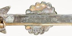 Vintage Fred Harvey Era Sterling Silver Native Navajo Pin Brooch Arrow Flower