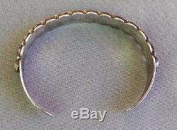 Vintage Fred Harvey Era Sterling Silver Stamped Beaded Domes Cuff Bracelet