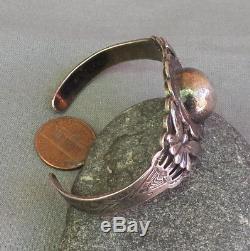 Vintage Fred Harvey Era Sterling Silver Stamped Maisels Dome Cuff Bracelet