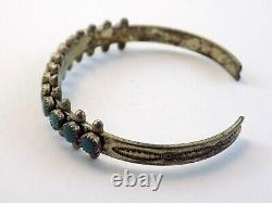 Vintage Fred Harvey Era Sterling Silver Turquoise Snake Eye Cuff Bracelet 6.5 In