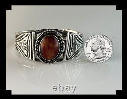 Vintage Fred Harvey Era Sterling and Agate Bracelet