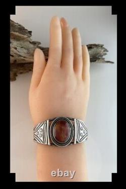 Vintage Fred Harvey Era Sterling and Agate Bracelet