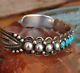Vintage Fred Harvey Era Turquoise Dome Row Sterling Silver Cuff Bracelet