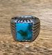 Vintage Fred Harvey Era Turquoise Ring Silver And Turquoise- Size 10.5