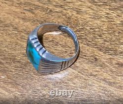 Vintage Fred Harvey Era Turquoise Ring Silver and Turquoise- Size 10.5