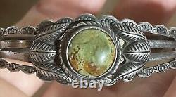 Vintage Fred Harvey Era Turquoise Sterling Silver Cuff Bracelet