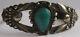Vintage Fred Harvey Navajo Indian Repousse Silver & Turquoise Cuff Bracelet