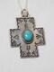 Vintage Fred Harvey Navajo Indian Sterling Silver Turquoise Cross Free Chain