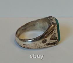 Vintage Fred Harvey Navajo Indian Sterling Turquoise Color Stone Ring Size 13