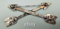 Vintage Fred Harvey Navajo Silver & Turquoise Crossed Arrows Pin Brooch