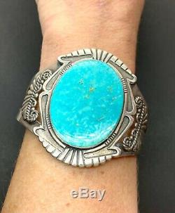 Vintage Fred Harvey Southwestern Sterling Silver Turquoise Cuff Bracelet 7