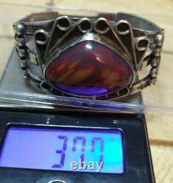 Vintage Fred Harvey Sterling Silver Large Sardonyx Agate Cuff Bracelet 37.7 Gram