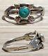 Vintage Fred Harvey Sterling Silver Turquoise Crossed Arrow Band Ring, Size 7