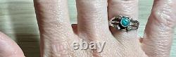 Vintage Fred Harvey Sterling Silver Turquoise Crossed Arrow Band Ring, Size 7