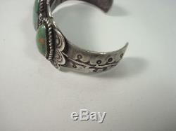 Vintage Fred Harvey Sterling Silver Turquoise Cuff Bracelet 1930's Size 6.5