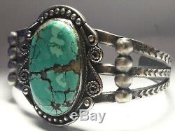 Vintage Fred Harvey Sterling Silver Turquoise cuff bracelet 40 grams