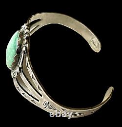 Vintage Fred Harvey Style Navajo Sterling Silver Turquoise Cuff Tribal Bracelet