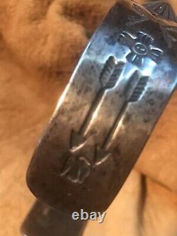 Vintage Fred Harvey Three Bump Out Beautifully Stamped Silver Bracelet