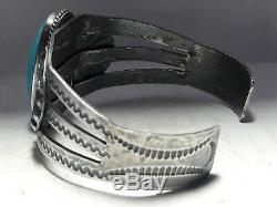 Vintage Fred Harvey era Blue Turquoise Sterling Silver cuff bracelet