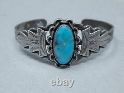 Vintage Fred Harvey era Navajo Sterling Silver and Turquoise Cuff Bracelet