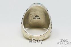 Vintage Fred Harvey era Stamped Sterling Silver Turquoise Solid Mens Ring 17231