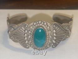 Vintage Fred Harvey era Sterling Silver Arrow Turquoise BRACELET jewelry