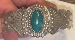 Vintage Fred Harvey era Sterling Silver Arrow Turquoise BRACELET jewelry