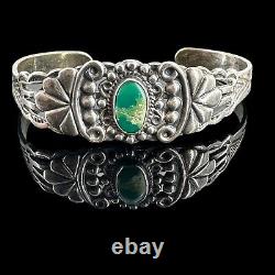 Vintage Fred Harvey era sterling silver and turquoise cuff unsigned bracelet