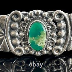 Vintage Fred Harvey era sterling silver and turquoise cuff unsigned bracelet