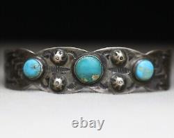 Vintage Harvey Era Navajo Native American Sterling Silver Turquoise Bracelet