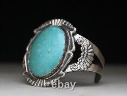 Vintage Harvey Era Navajo Native American Sterling Silver Turquoise Bracelet