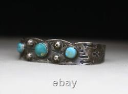 Vintage Harvey Era Navajo Native American Sterling Silver Turquoise Bracelet