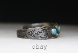 Vintage Harvey Era Navajo Native American Sterling Silver Turquoise Bracelet