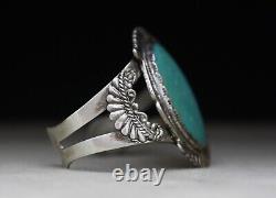 Vintage Harvey Era Navajo Native American Sterling Silver Turquoise Bracelet