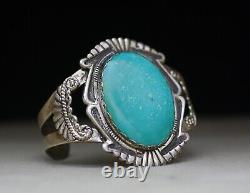 Vintage Harvey Era Navajo Native American Sterling Silver Turquoise Bracelet