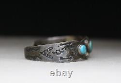 Vintage Harvey Era Navajo Native American Sterling Silver Turquoise Bracelet