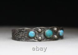 Vintage Harvey Era Navajo Native American Sterling Silver Turquoise Bracelet