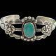 Vintage Navajo Fred Harvey Sterling Silver Turquoise Bracelet Size 6 1/4 1940