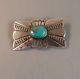 Vintage Navajo Pin Classic Fred Harvey Turquoise And Sterling Silver 1940's
