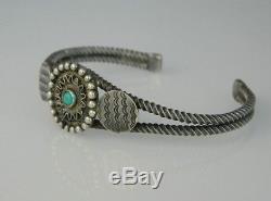 Vintage NAVAJO Sterling Silver FRED HARVEY Turquoise Bracelet Sz. 7+- 1930's