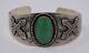 Vintage Native Am. Fred Harvey Sterling Silver Turquoise Cuff Snakes/arrows 6.5