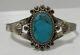 Vintage Native American Fred Harvey Turquoise Cuff Sterling Silver Bracelet