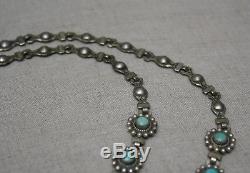 Vintage Native American Fred Harvey Era Turquoise Sterling Silver Necklace