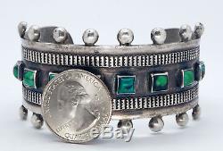 Vintage Native American Turquoise Sterling Silver Bracelet Fred Harvey Era