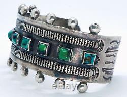 Vintage Native American Turquoise Sterling Silver Bracelet Fred Harvey Era